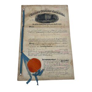 1883 US Patent Carriage Curtain Window Fred Neider Original Ribbon Grant Drawing